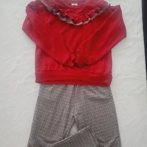 Girls size 7-8 Plaid pants and red sweater